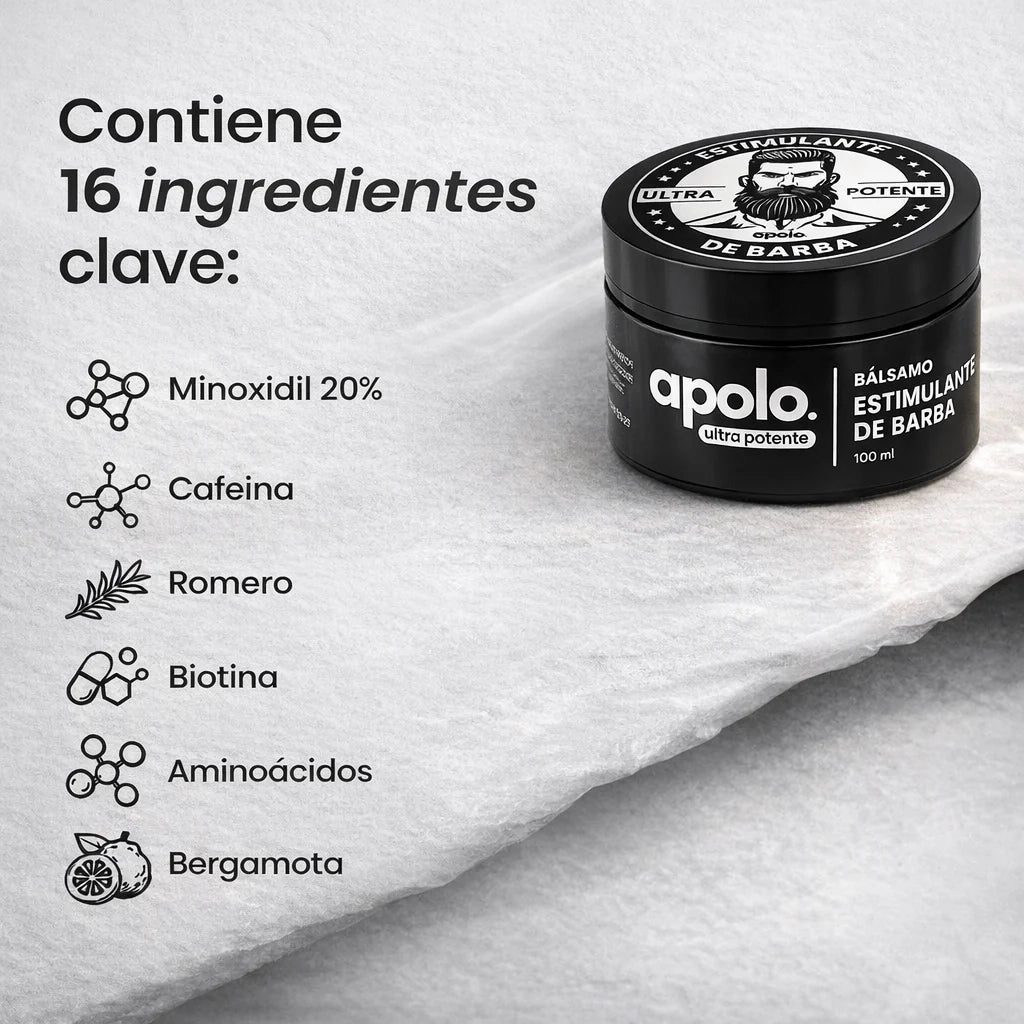 Balsamo para crecimiento de barba ultra potente con minoxidil 20% | 100 ml