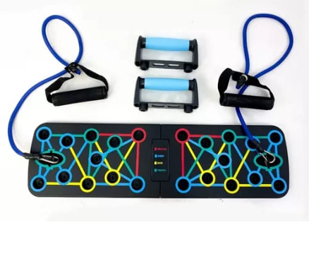 Combo Tabla de flexiones 9 en 1 + 2 Elasticos