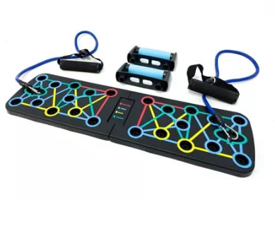 Combo Tabla de flexiones 9 en 1 + 2 Elasticos