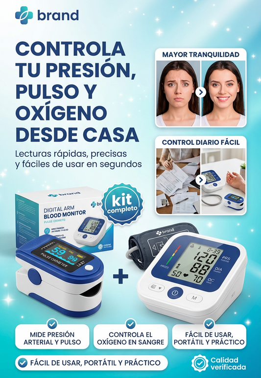 Brand Kit de Salud | Tensiómetro + Oxímetro de Dedo