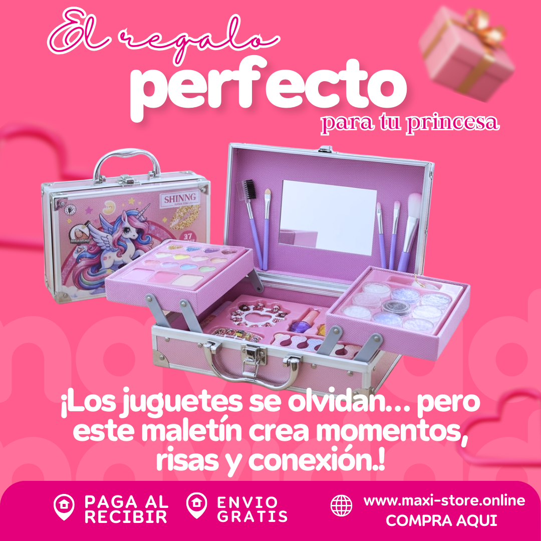 Maletin De Maquillaje Metalico Para Niñas - 37 Piezas