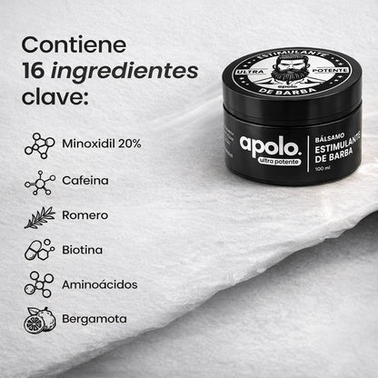 Balsamo para crecimiento de barba ultra potente con minoxidil 20% | 100 ml