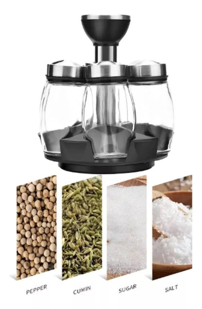 Set De 6 Condimenteros Con Base Giratoria
