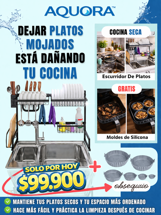 Escurridor de platos + Moldes de silicona GRATIS