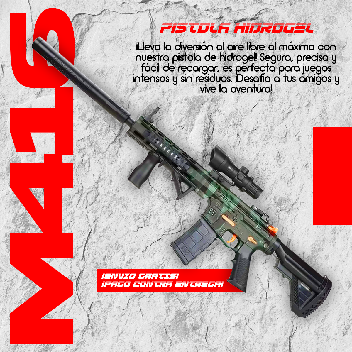 PISTOLA DE HIDROGEL M416 AUTOMATICA