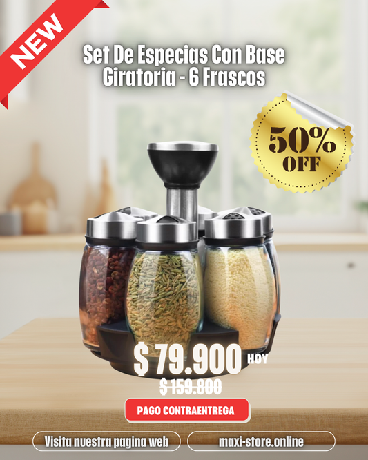 Set De 6 Condimenteros Con Base Giratoria
