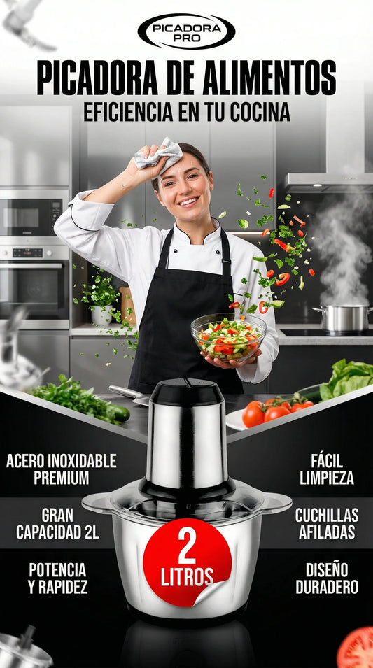 Procesadora y Picadora 2L 850W con 4 Cuchillas Inox | Multi Function Cooking Machine